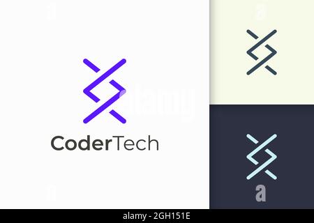 Programmer or developer logo in simple and modern for tech company Stock Vector