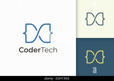 Programmer or developer logo in simple and modern for tech company Stock Vector