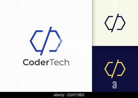 Programmer or developer logo in simple and modern for tech company Stock Vector