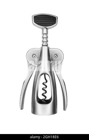 Multi-Purpose Tool on Isolated White Background. bottle opener with corkscrew. swiss knife isolated on white Stock Photo