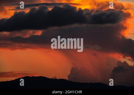 Afternoon view of Gunung Serapi, Sarawak, East Malaysia. Kuching’s most ...