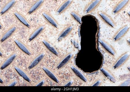 Dirty old iron texture on the floor. City of Cachoeira, Bahia, Brazil. Stock Photo
