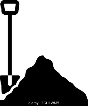 Icon Of Construction Shovel And Sand. Black Stencil Design. Vector Illustration. Stock Vector