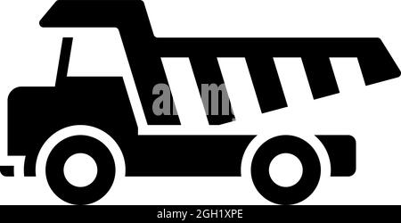 Icon Of Tipper. Black Stencil Design. Vector Illustration. Stock Vector