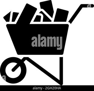 Icon Of Construction Cart. Black Stencil Design. Vector Illustration. Stock Vector