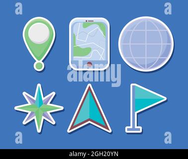six location items Stock Vector