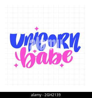 Unicorn babe. Inspirational handwritten brush lettering. Vector Stock Vector