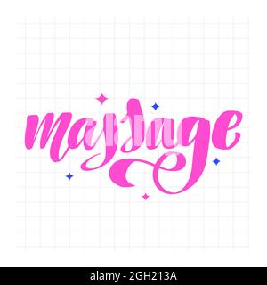 Massage. Handwritten stock lettering typography. Calligraphy Vector Stock Vector