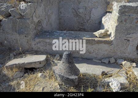 archaeology and history of Sicily ancient carved artifact in the ancient city of Philosophiana in Mazzarino (Caltanissetta) Stock Photo