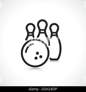 bowling ball and pins thin line icon Stock Vector