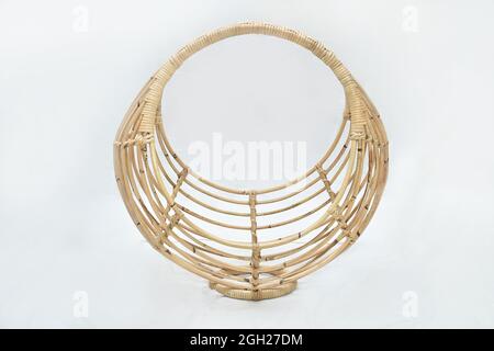 rattan fruit basket on white background Stock Photo