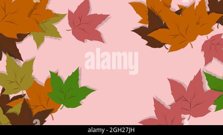 A modern poster. AUTUMN BACKGROUND. Set of dried colorful leaves, characteristic of the time. Space for design. Cool style wallpaper. Stock Photo