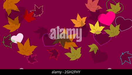 AUTUMN BACKGROUND. Cool wallpaper. Profiles and contours, silhouettes of isolated elements. Fall season atmosphere. Fine seasonal design. Stock Photo