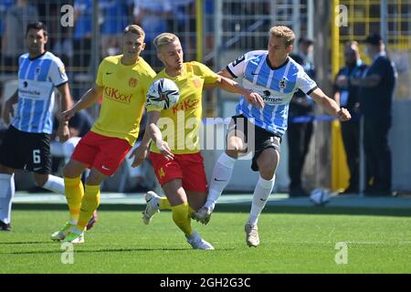 Munich, Germany. 04th Mar, 2022. Munich, Deutschland. 04th Mar, 2022. from  left: Semi BELKAHIA (TSV Munich 1860), Stefan SALGER (TSV Munich 1860),  action, football 3rd division, division 3, TSV Munich 1860 