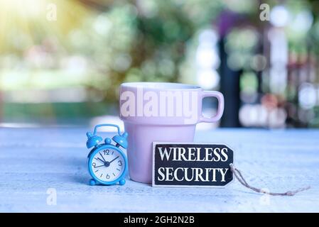 Sign displaying Wireless Security. Business approach prevention of unauthorized access or damage to computers Calming And Refreshing Environment Stock Photo