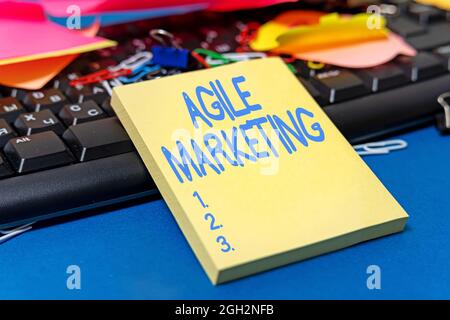 Inspiration showing sign Agile Marketing. Business concept focusing team efforts that deliver value to the endcustomer Multiple Assorted Collection Stock Photo
