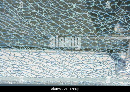Closeup shot of the cracks on glass texture Stock Photo