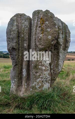 Duddo Five Stones are early Bronze age soft sandstone stones about 4000 years old Stock Photo