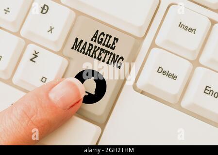 Writing displaying text Agile Marketing. Business overview focusing team efforts that deliver value to the endcustomer Abstract Typing Presentation Stock Photo