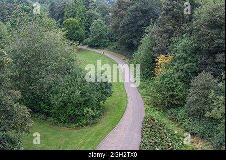 Jesmond Dene is a public park in the eastern area of Newcastle upon Tyne donated by Lord Armstrong and his wife in the 1860's Stock Photo