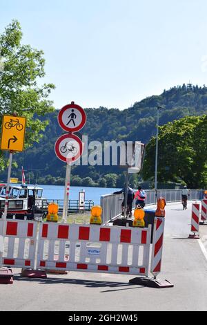 waterfront road in Alf at the Mosel Stock Photo
