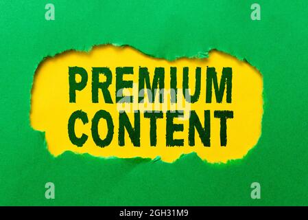 Writing displaying text Premium Content, Business overview higher quality or more desirable than free content Discovering New Opportunity Fresh Ideas Stock Photo