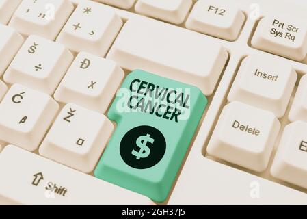 Text showing inspiration Cervical Cancer. Business concept type of cancer that occurs in the cells of the cervix Abstract Sending Multiple Messages Stock Photo