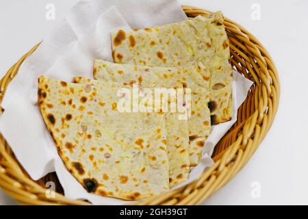 tandoori naan bread or roti in a basket, indian clay oven baked bread Stock Photo