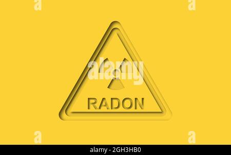 Alert signal. RADON, is a contaminant that affects indoor air quality worldwide. Background radiation. Radioactive, colorless, tasteless noble gas. Stock Photo