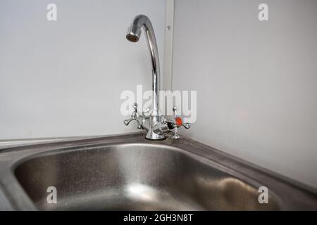 Classic toilet interior on the train. Toilet in the passenger train Stock Photo