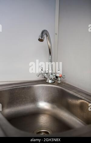 Classic toilet interior on the train. Toilet in the passenger train Stock Photo