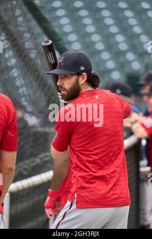 Denver CO, USA. 3rd Sep, 2021. Atlanta pitcher Huascar Ynoa (19) throws ...