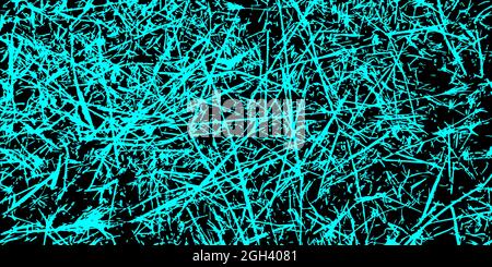 Turquoise and black scratch grungy background. Texture of stains, ink, dots, scratches. Damaged backdrop. Distressed dirty artistic design element Stock Vector