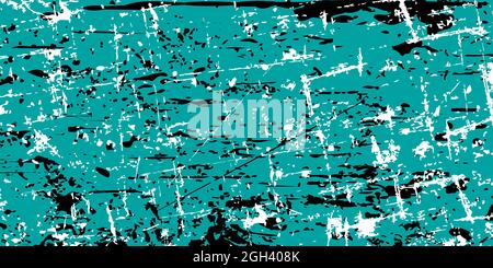 Scratch urban cyan grungy background. Distress texture of spots, stains, ink, dots, scratches. Dirty artistic design element for web, print, template Stock Vector