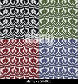 Set of abstract colored seamless patterns. Vector illustration. Stock Vector