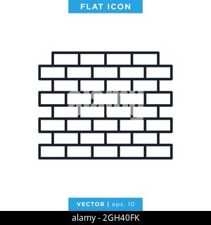 Brick wall icon vector stock Illustration design template. Vector eps 10. Editable stroke. Stock Vector