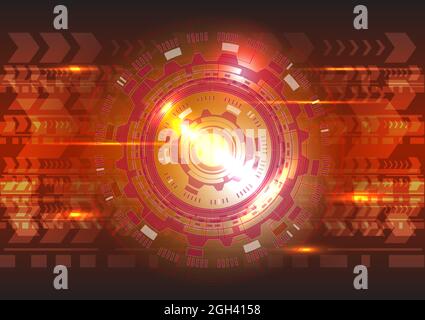 Computer speed arrow. Abstract hologram hi-tech background. Virtual reality technology electric innovation. Head-up display interface. Futuristic Sci- Stock Vector