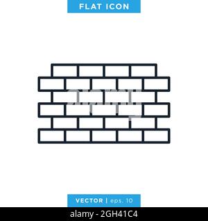 Brick wall icon vector stock Illustration design template. Vector eps 10. Editable stroke. Stock Vector