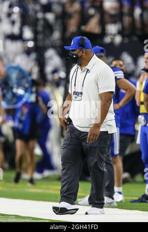 BYU head coach Kalani Sitake celebrates with linebacker Isaiah Kaufusi ...