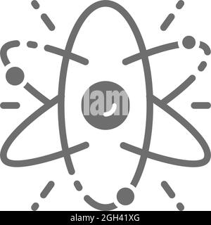 Atom, molecule, science grey icon. Isolated on white background Stock Vector