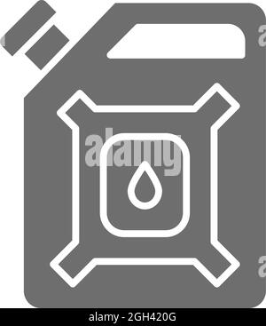 Oil gallon, gasoline canister, petrol jerrican grey icon. Stock Vector