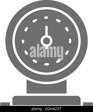 Low fuel, oil station pump grey icon. Stock Vector