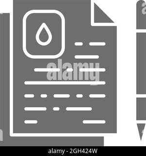 Vector oil contract, water agreement grey icon. Stock Vector