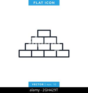 Brick wall icon vector stock Illustration design template. Vector eps 10. Editable stroke. Stock Vector