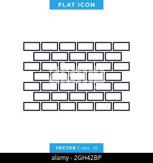 Brick wall icon vector stock Illustration design template. Vector eps 10. Editable stroke. Stock Vector