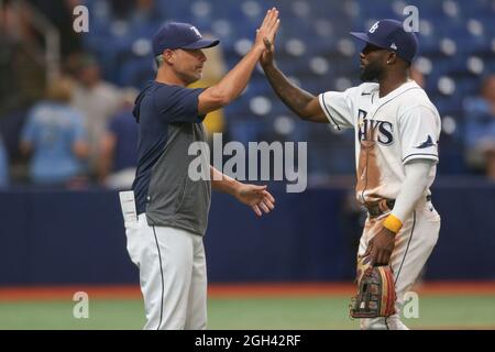 Tampa Bay Rays manager Kevin Cash in the dugout during the ninth inning ...