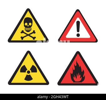 Set of Triangular Warning Hazard Signs Stock Vector