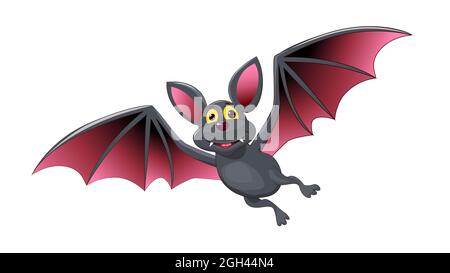 Bat cartoon. Smiling cute character for Halloween day. Bat on a white background. Stock Vector