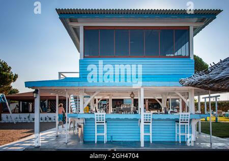 ALTINOVA, TURKEY. AUGUST 08, 2021 Bafeus Beach. Sunset on the Marmara sea. Stock Photo