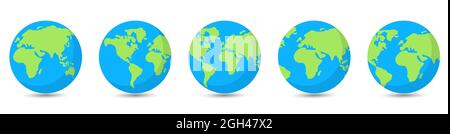 Set of Planet Earth Globes. Vector Illustration Isolated on White Background Stock Vector